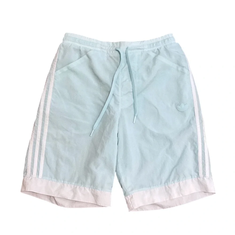 Adidas Originals Trefoil 3 Stripe Mesh Lined Swim Shorts Mint Green Men Size S